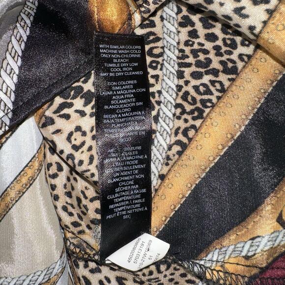 WHBM Gold Chain Print Sleeveless Blouse XL Satin Baroque Leopard Striped Top - Picture 5 of 8